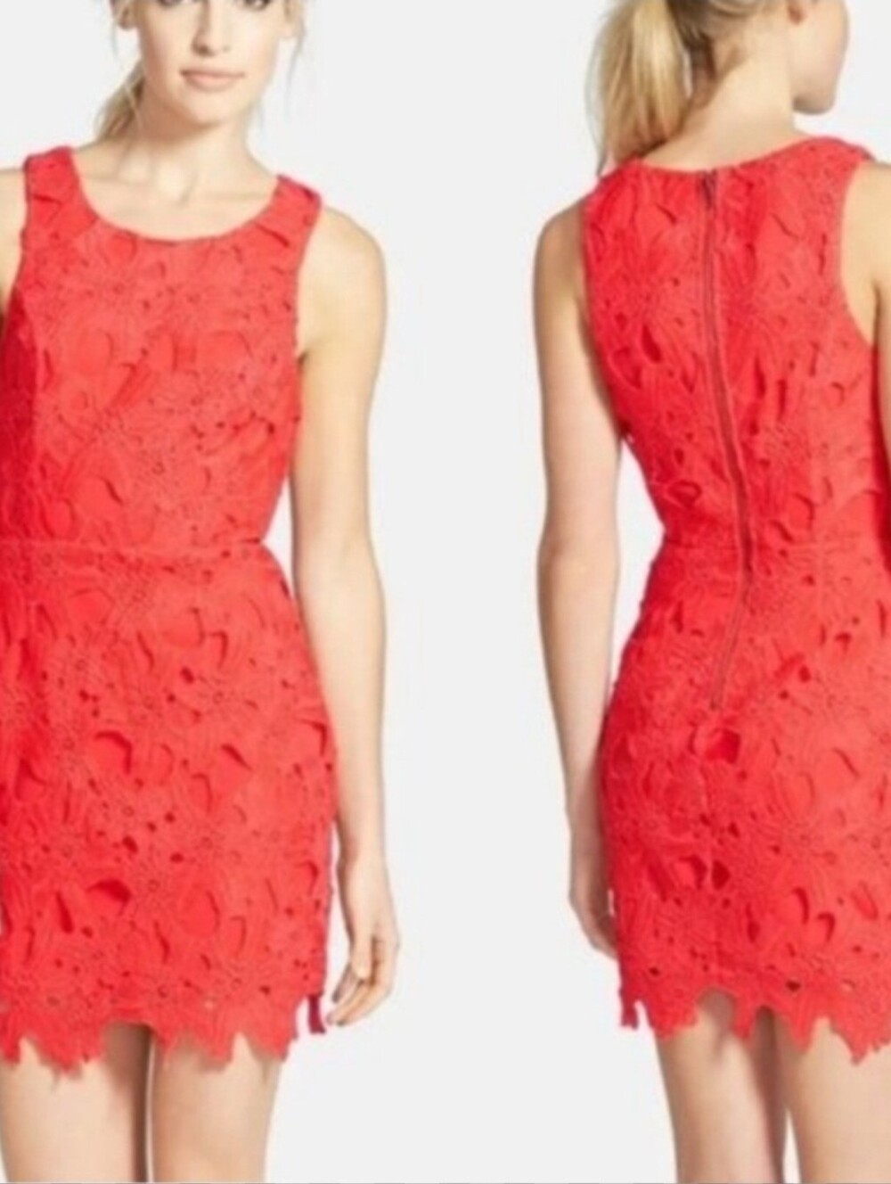 ASTR The Label Coral Sleeveless Lace Sheath Dress Size M